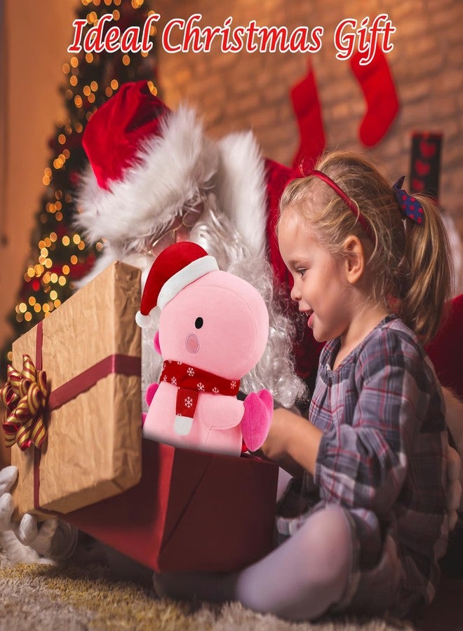 SQEQE وسادة ديناصور قطيفة من SQEQE، ديناصور محشو لطيف ومحبوب مع قلب، هدية عيد الميلاد من ألعاب الحيوانات المحشوة القطيفة للبنات والأطفال (وردي، 12 بوصة) - Image 4